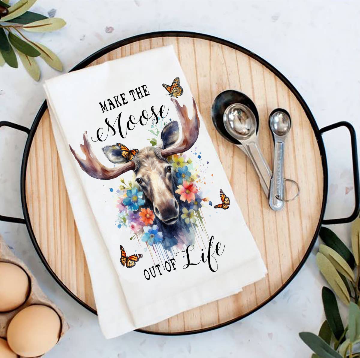 Make the Moose Out of Life Animal Flour Sack Tea Towel