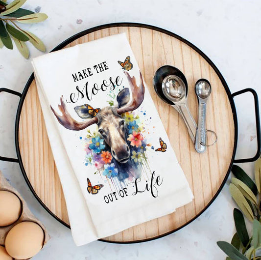 Make the Moose Out of Life Animal Flour Sack Tea Towel